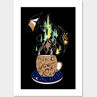 Camp with a coffee mug Posters and Art